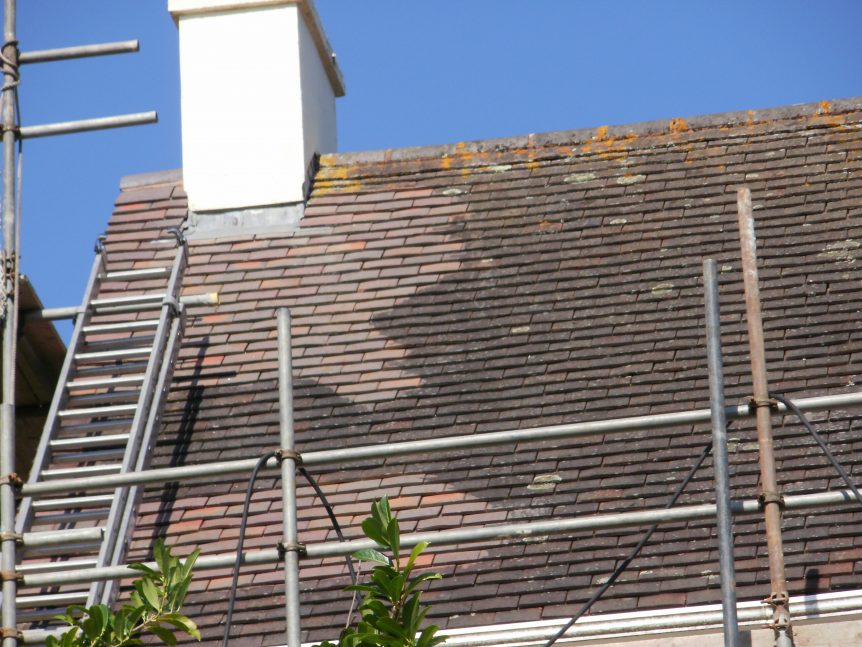 Mark's Cleaning restoring colour to a rooftop